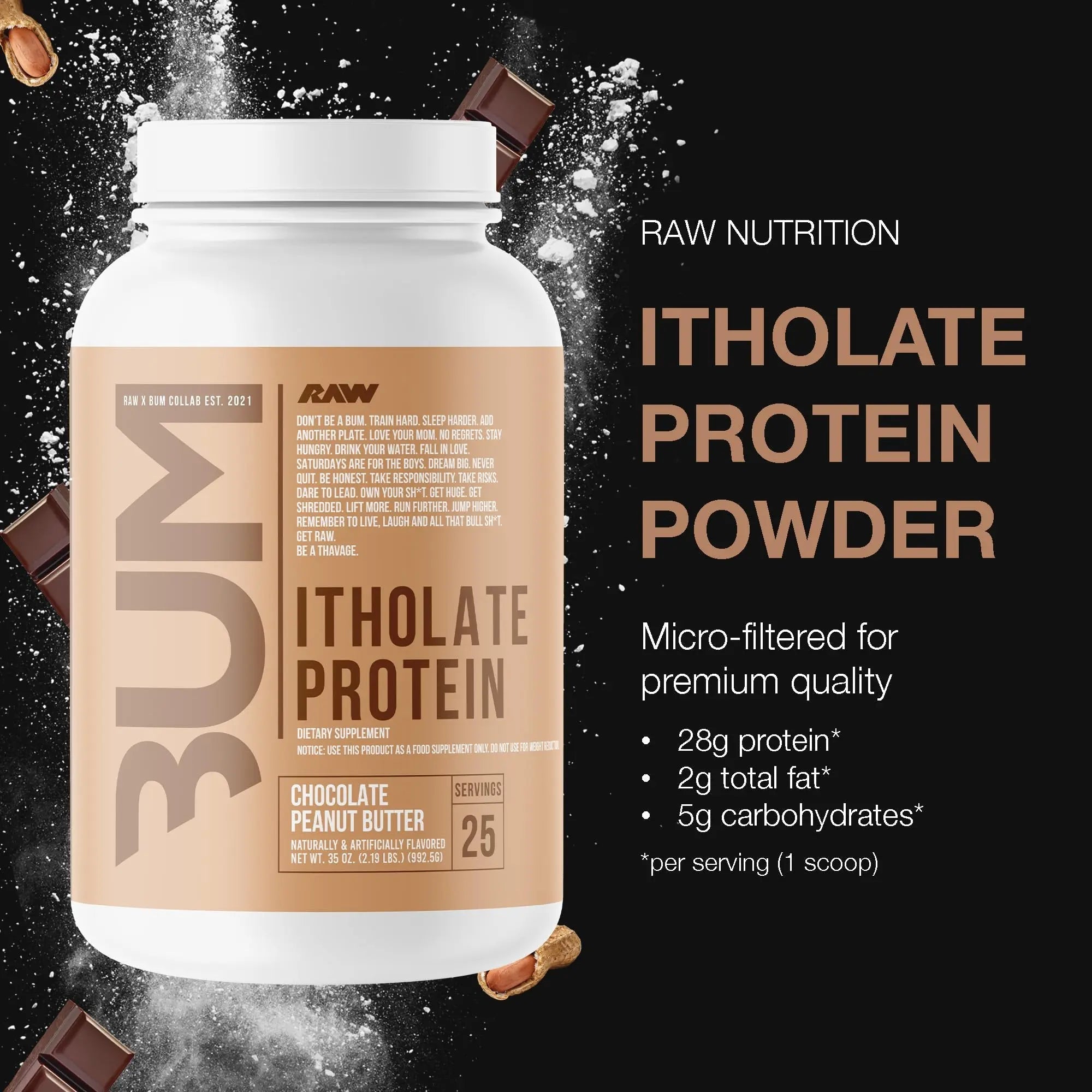 RAW Whey Isolate Protein Powder, Chocolate Peanut Butter (CBUM Itholate) - 100% Grass - TrustMedUSA