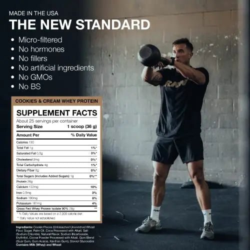 RAW Whey Isolate Protein Powder, Cookies N Cream - 100% Grass-Fed Sports Nutrition - TrustMedUSA