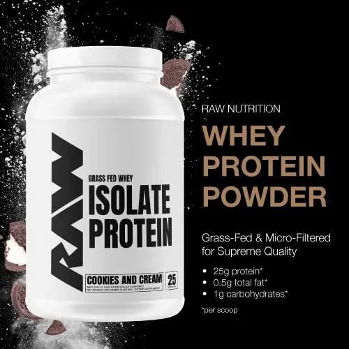 RAW Whey Isolate Protein Powder, Cookies N Cream - 100% Grass-Fed Sports Nutrition - TrustMedUSA
