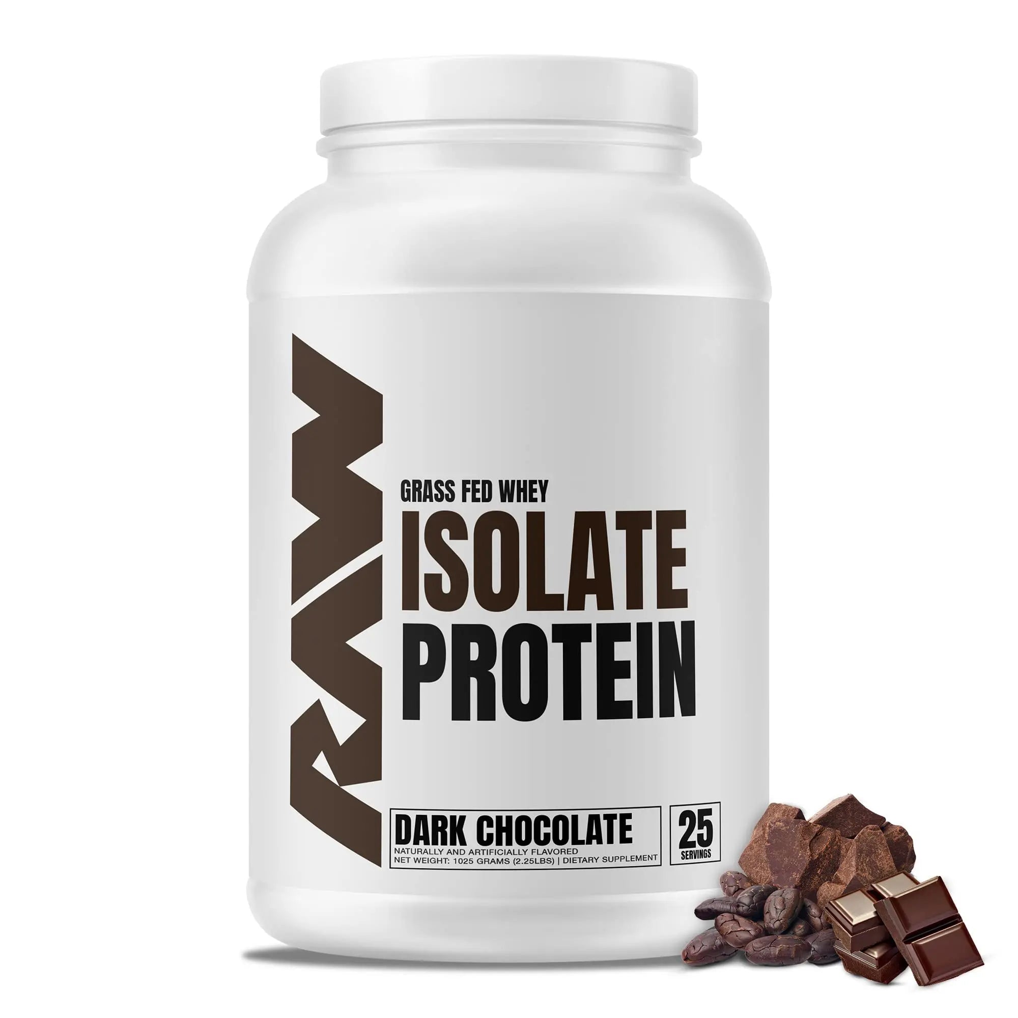 RAW Whey Isolate Protein Powder, Dark Chocolate - 100% Grass-Fed Sports Nutrition - TrustMedUSA