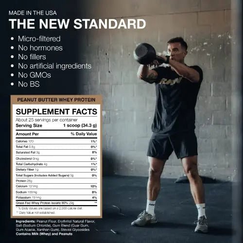 RAW Whey Isolate Protein Powder, Peanut Butter - 100% Grass-Fed Sports Nutrition Protein - TrustMedUSA