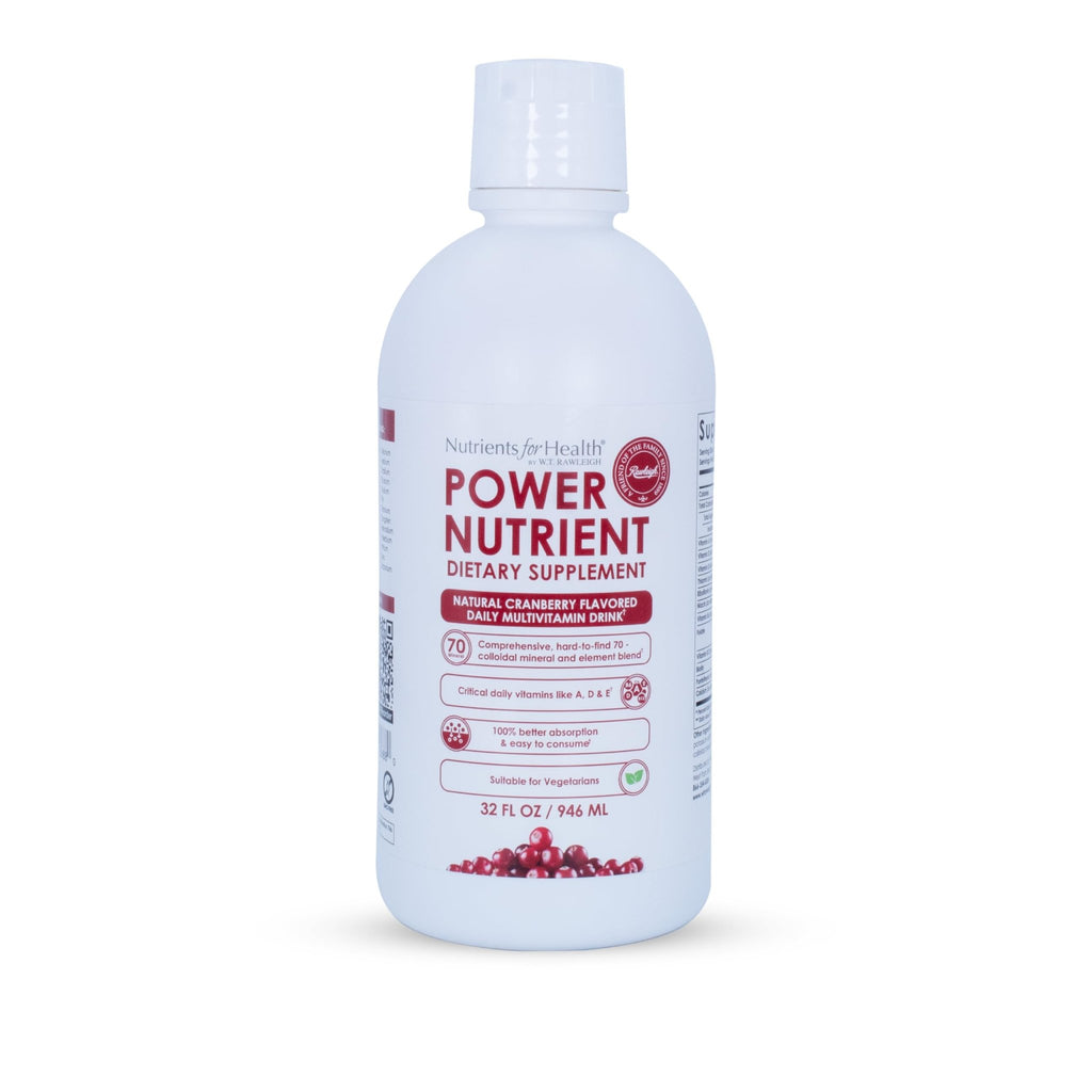 Rawleigh Power Nutrient: 32 fl oz for 1 Month - Cranberry Flavor, Daily Multivitamin Liquid Supplement for Men, Women with VIT. A - zinc & 70 Colloidal Trace Minerals, Vegetarian-Friendly, GMO Free - TrustMedUSA