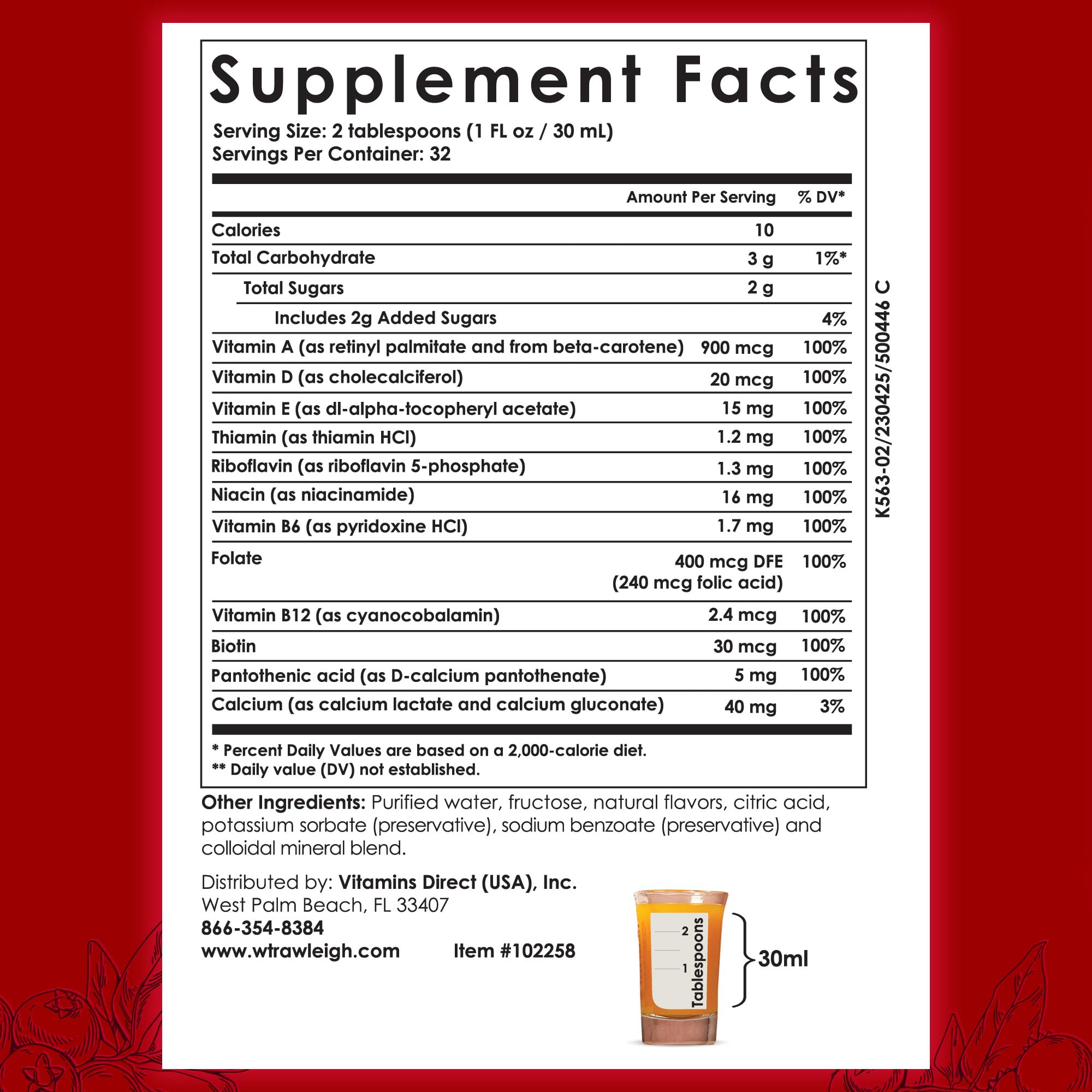 Rawleigh Power Nutrient: 32 fl oz for 1 Month - Cranberry Flavor, Daily Multivitamin Liquid Supplement for Men, Women with VIT. A - zinc & 70 Colloidal Trace Minerals, Vegetarian-Friendly, GMO Free - TrustMedUSA
