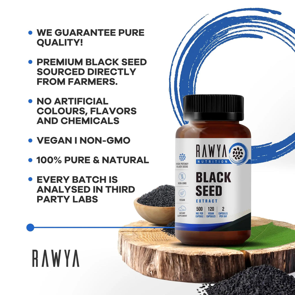 RAWYA Nutrition, Black Seed Extract, 120 Vegan Capsules, Nigella Sativa, Black Cumin - TrustMedUSA