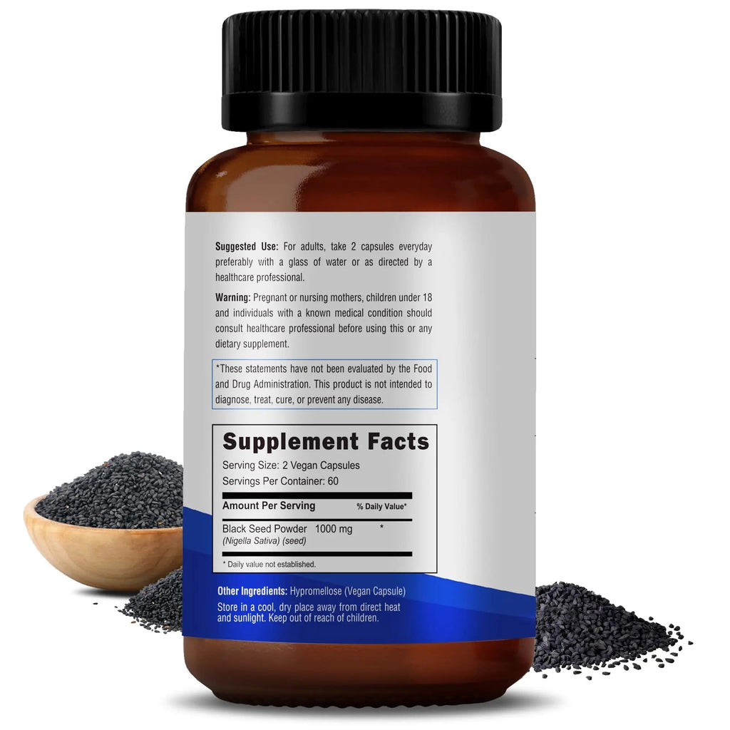 RAWYA Nutrition, Black Seed Extract, 120 Vegan Capsules, Nigella Sativa, Black Cumin - TrustMedUSA