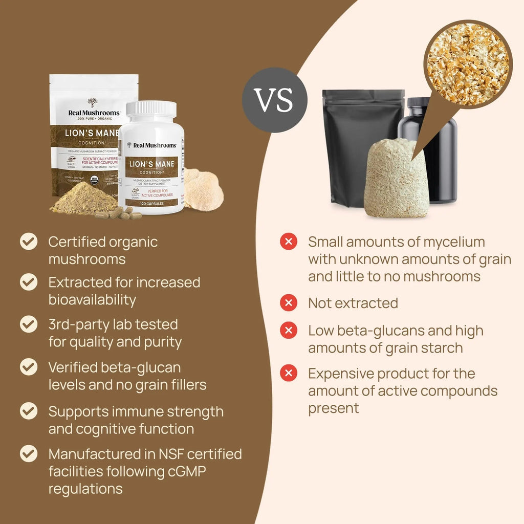 Real Mushrooms Lion’s Mane Powder - Organic Lions Mane Mushroom Extract - TrustMedUSA