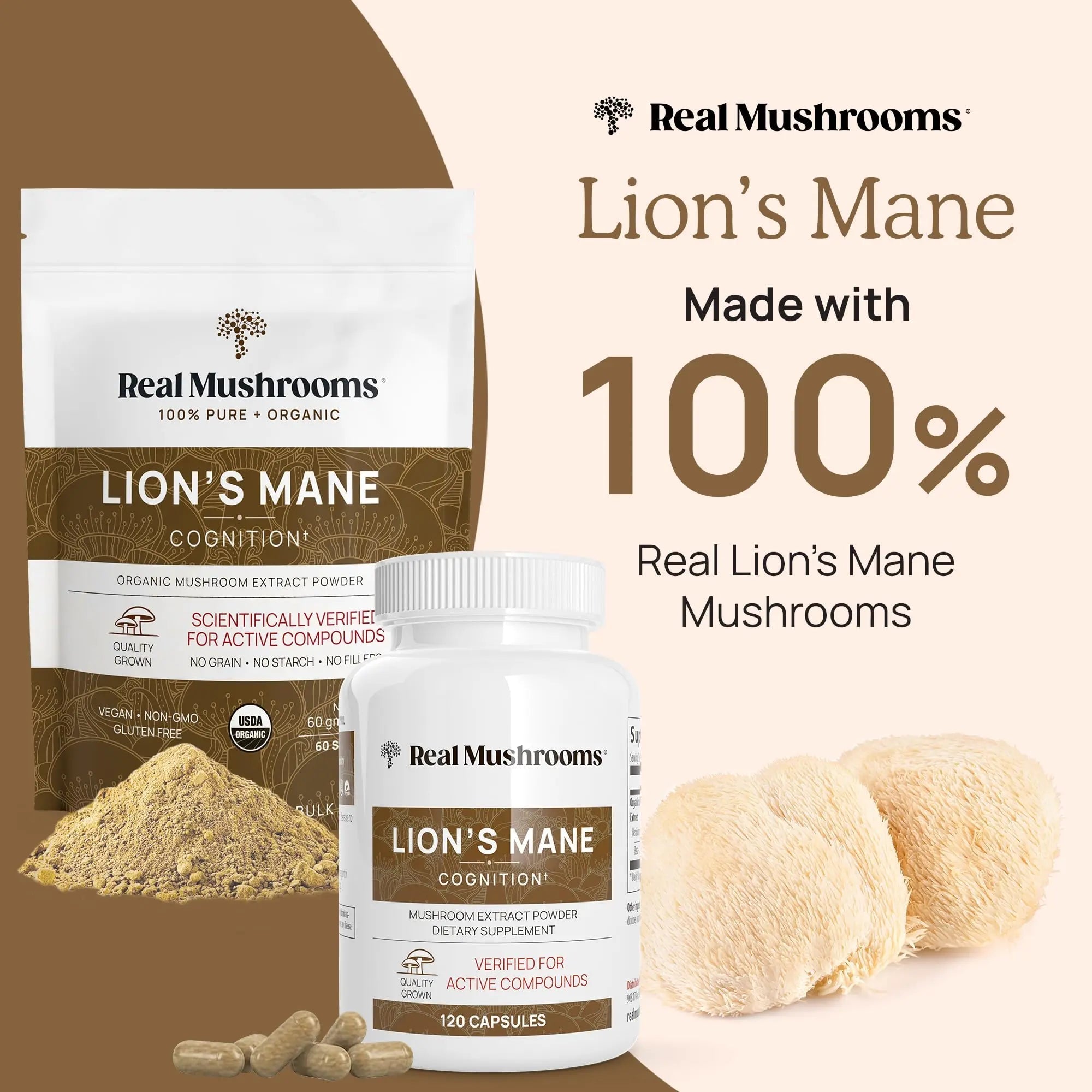 Real Mushrooms Lion’s Mane Powder - Organic Lions Mane Mushroom Extract - TrustMedUSA