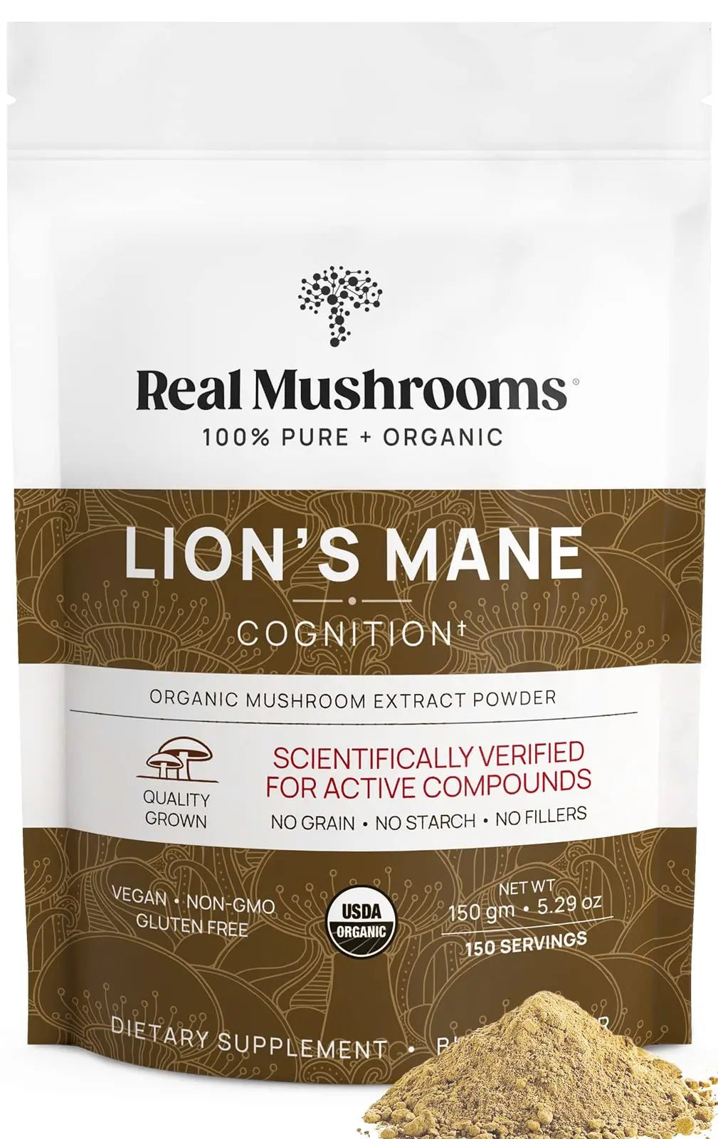 Real Mushrooms Lion’s Mane Powder - Organic Lions Mane Mushroom Extract - TrustMedUSA