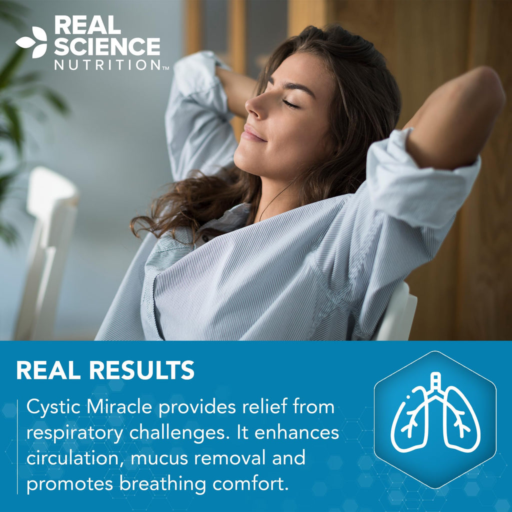 Real Science Cystic Miracle - Lung Support Supplement for Breathing Support and Mucus Clearance – with Vinitrox & GABA to Help Clear Lungs and Aid Respiratory Health, Made in USA, 60 Caps - TrustMedUSA