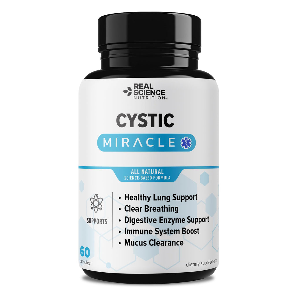 Real Science Cystic Miracle - Lung Support Supplement for Breathing Support and Mucus Clearance – with Vinitrox & GABA to Help Clear Lungs and Aid Respiratory Health, Made in USA, 60 Caps - TrustMedUSA