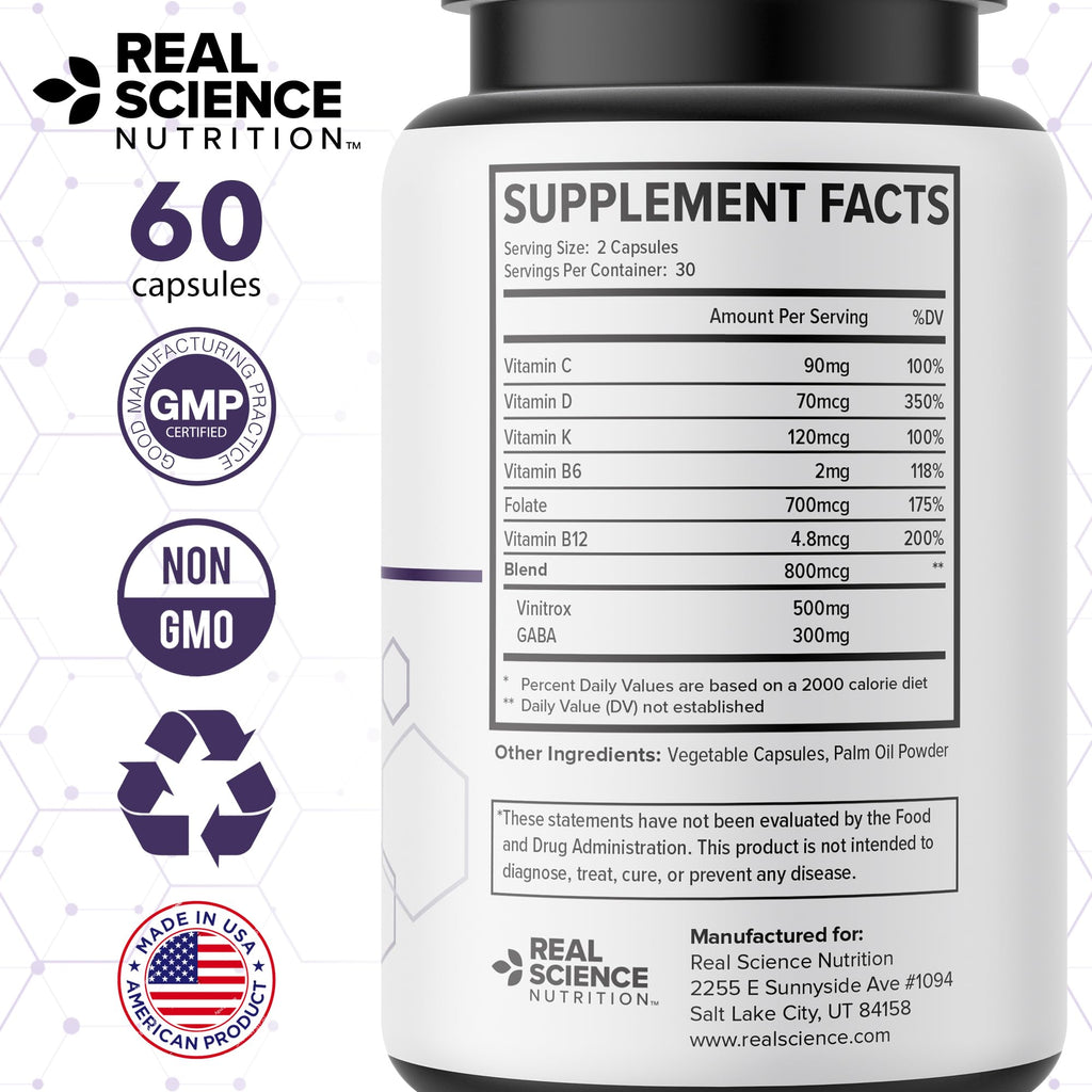 Real Science LegEase Miracle – All Natural Restless Legs Syndrome Relief & Leg Cramp Supplement with Vitamins C, D, K, B6, B12 + Nitric Oxide Support – Sleep & Circulation Aid – Made in USA, 60 Caps - TrustMedUSA
