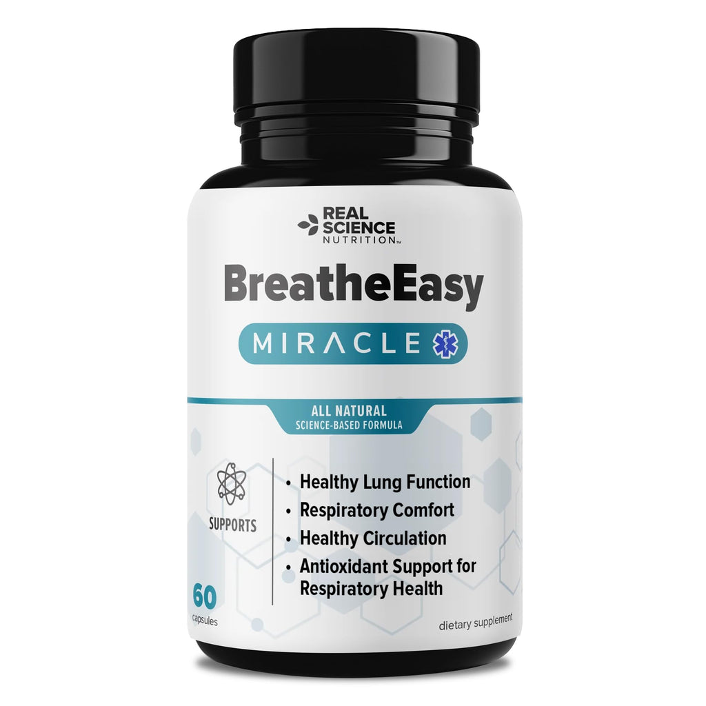 Real Science Nutrition BreatheEasy Lung Support Supplement for Lung Health & Respiratory Wellness – Lung Cleanse Formula with Vinitrox, GABA for Circulation Support - Made in USA - 60 Capsules - TrustMedUSA