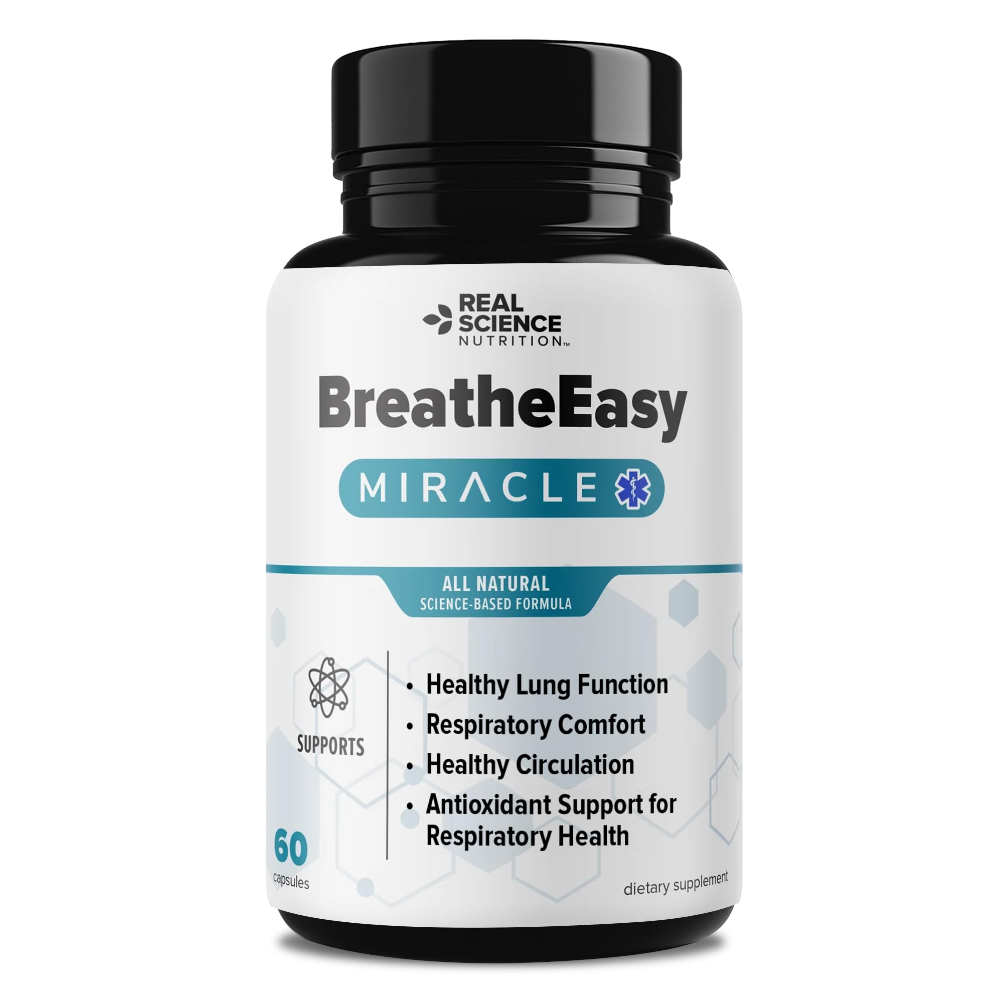 Real Science Nutrition BreatheEasy Lung Support Supplement for Lung Health & Respiratory Wellness – Lung Cleanse Formula with Vinitrox, GABA for Circulation Support - Made in USA - 60 Capsules - TrustMedUSA