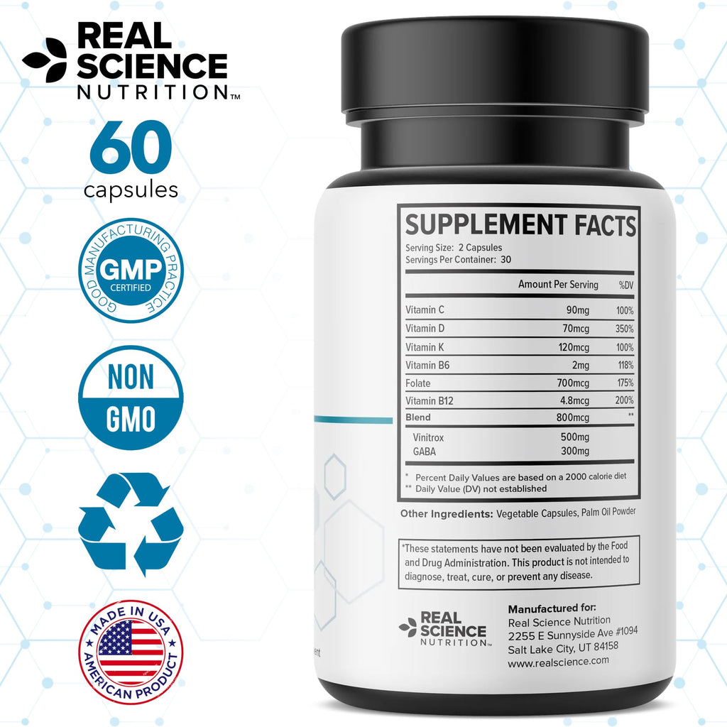 Real Science Nutrition BreatheEasy Lung Support Supplement for Lung Health & Respiratory Wellness – Lung Cleanse Formula with Vinitrox, GABA for Circulation Support - Made in USA - 60 Capsules - TrustMedUSA