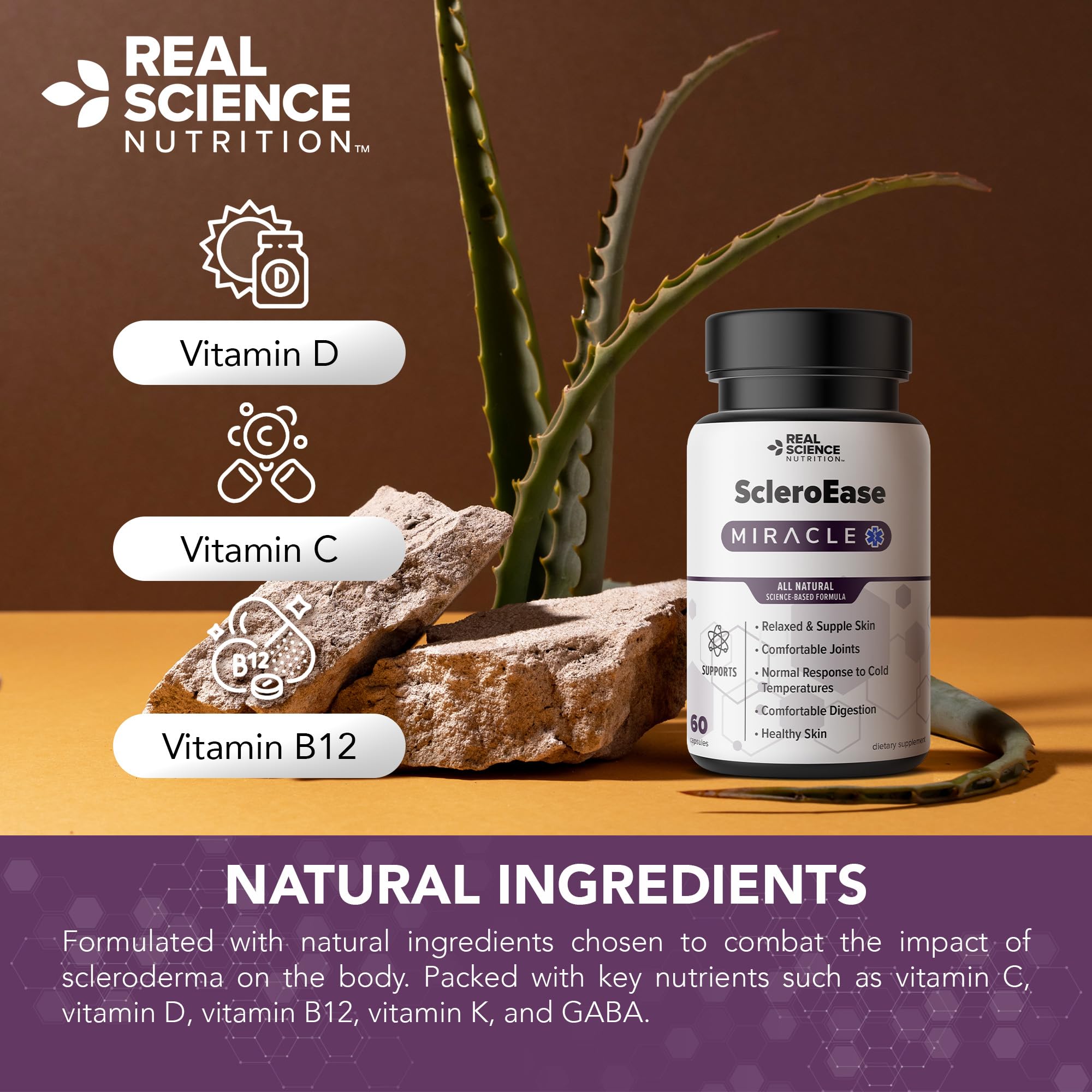 Real Science Nutrition ScleroEase Miracle Offers Relief to sufferers of Scleroderma, Supporting Flexible & Supple Skin, Comfortable Joint Movement, Comfortable Digestion, and Healthy Skin - TrustMedUSA