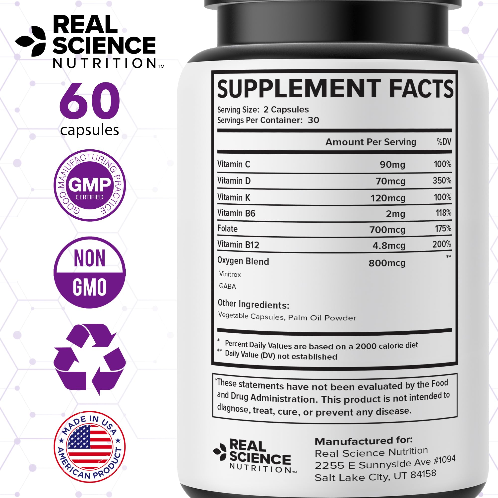 Real Science Oxygenate Miracle – Daily Lung & Circulation Support Supplement for Breathing Comfort and Energy – Supports Respiratory Function and Overall Wellness, 60 Caps - TrustMedUSA