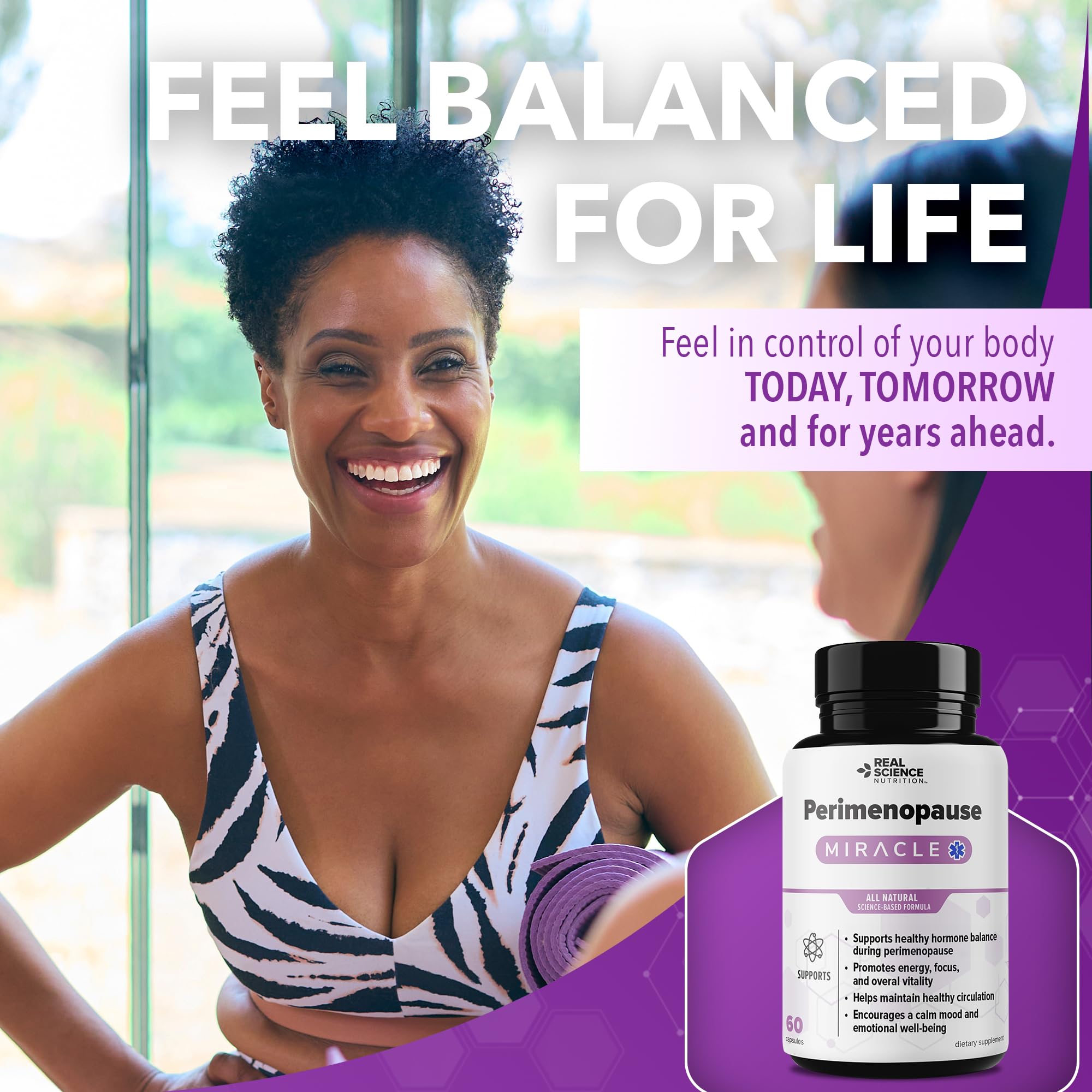 Real Science Perimenopause Supplements for Women for Hormone Balance & Energy Support – Nitric Oxide Formula with Vinitrox, GABA & Essential Vitamins for Hot Flashes, Mood & Energy – 60 Caps - TrustMedUSA