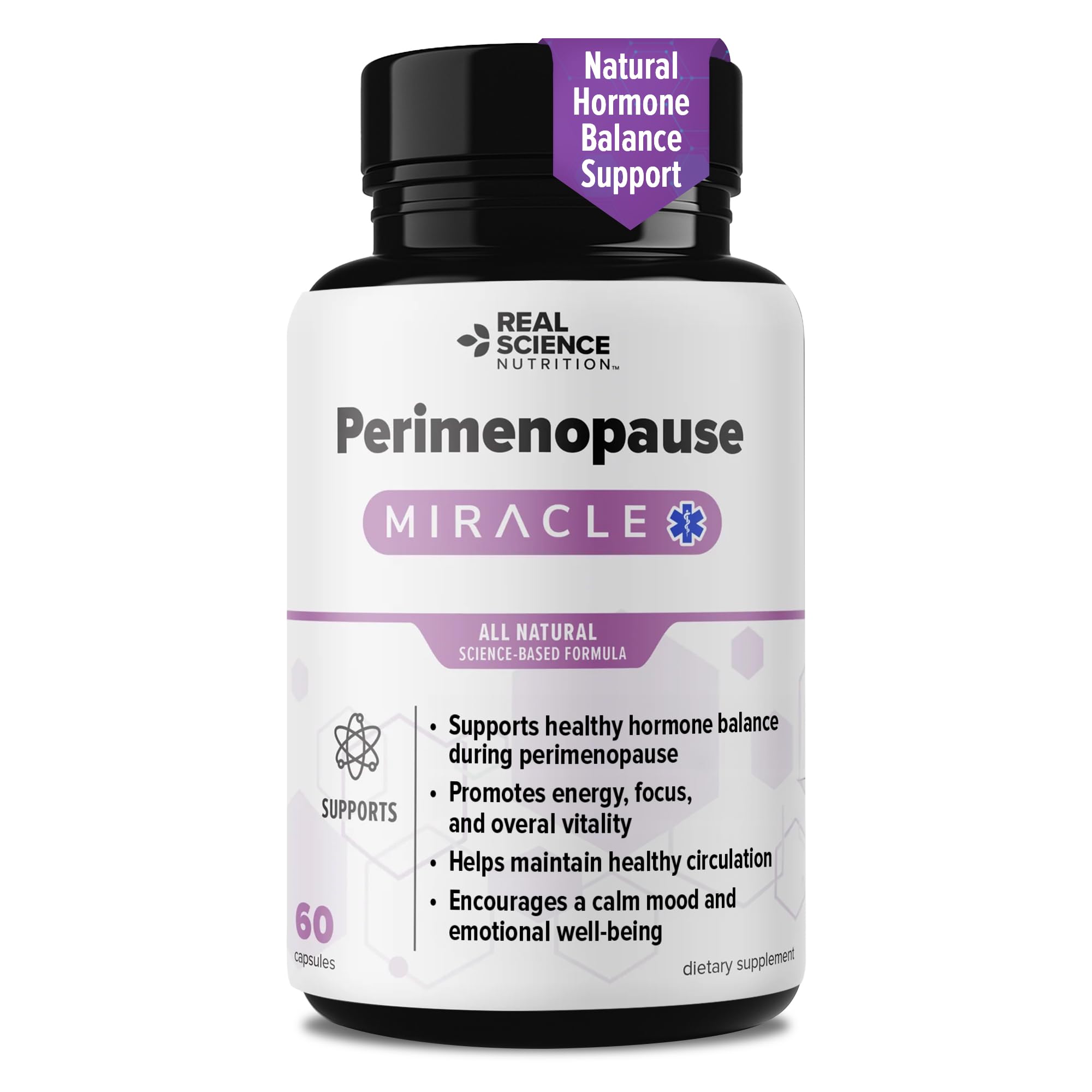 Real Science Perimenopause Supplements for Women for Hormone Balance & Energy Support – Nitric Oxide Formula with Vinitrox, GABA & Essential Vitamins for Hot Flashes, Mood & Energy – 60 Caps - TrustMedUSA