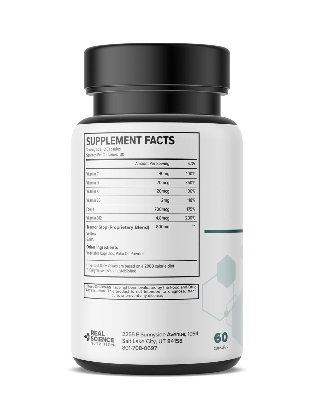 Real Science Tardivex All Natural Nerve Support Supplement for Neurological Balance - Includes Vinitrox, GABA & Essential Vitamins for Controlled Movement & Coordination - Made in USA, 60 Caps - TrustMedUSA