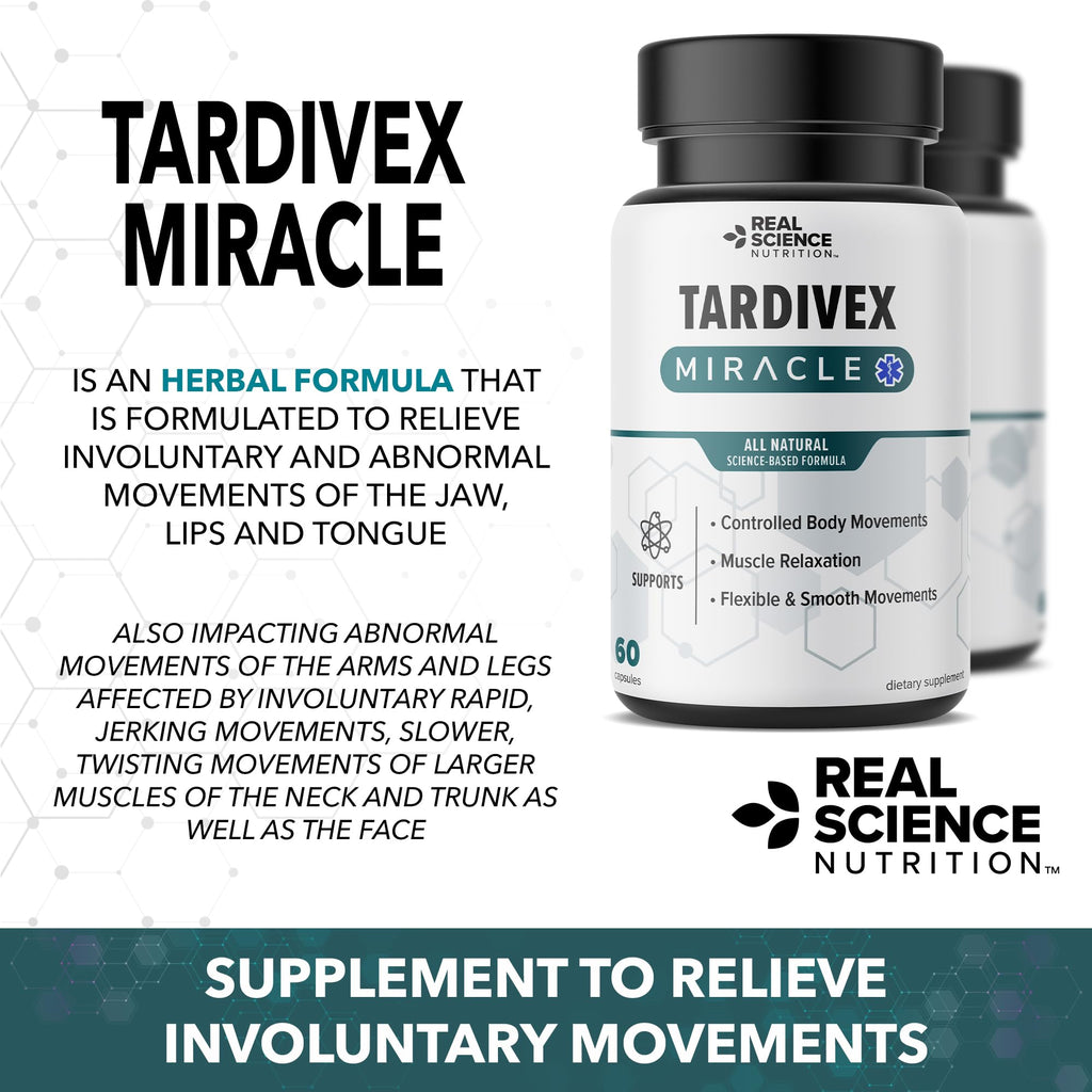 Real Science Tardivex All Natural Nerve Support Supplement for Neurological Balance - Includes Vinitrox, GABA & Essential Vitamins for Controlled Movement & Coordination - Made in USA, 60 Caps - TrustMedUSA