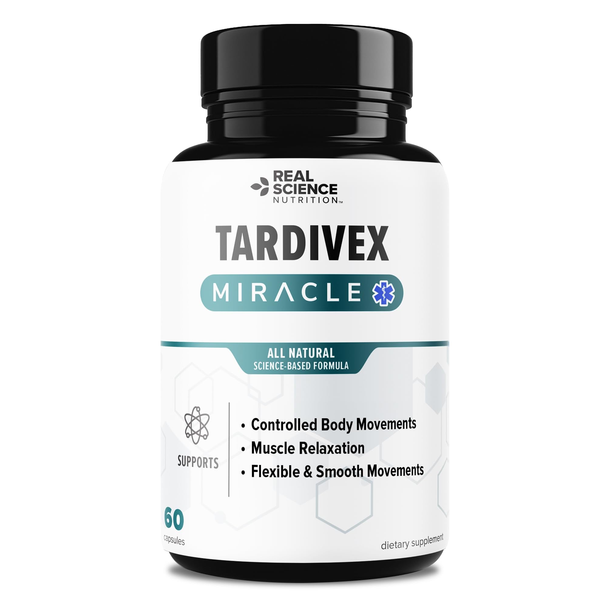 Real Science Tardivex All Natural Nerve Support Supplement for Neurological Balance - Includes Vinitrox, GABA & Essential Vitamins for Controlled Movement & Coordination - Made in USA, 60 Caps - TrustMedUSA
