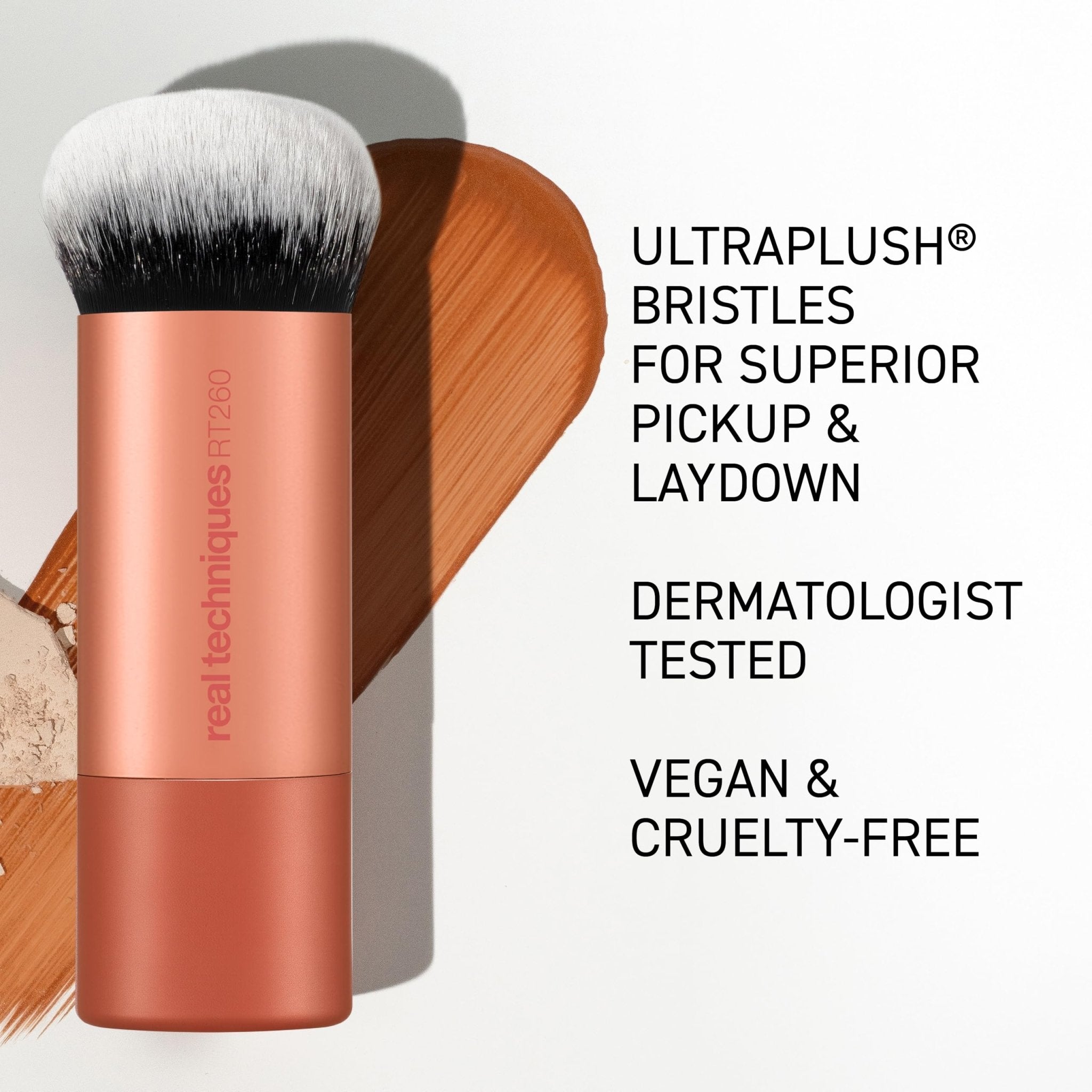 Real Techniques Bubble Blending Makeup Brush, Multipurpose Foundation Brush For Liquid, Cream, & Powder Products, Unique Round Brush Head, Synthetic Bristles, Vegan & Cruelty Free, 1 Count - TrustMedUSA