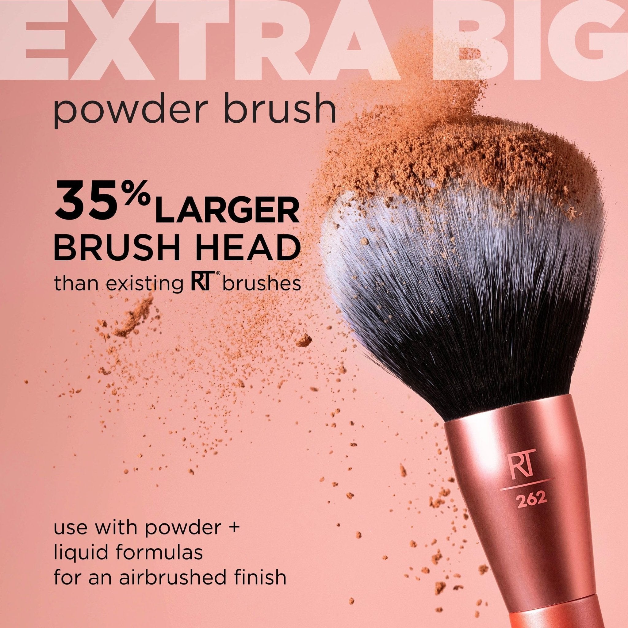 Real Techniques Extra Big Powder Brush, Large Makeup Brush For Powder, Fluffy Head For All-Over Setting, XL Oversized Brush For Quick Application, Cruelty-Free, Synthetic Bristles, 1 Count - TrustMedUSA