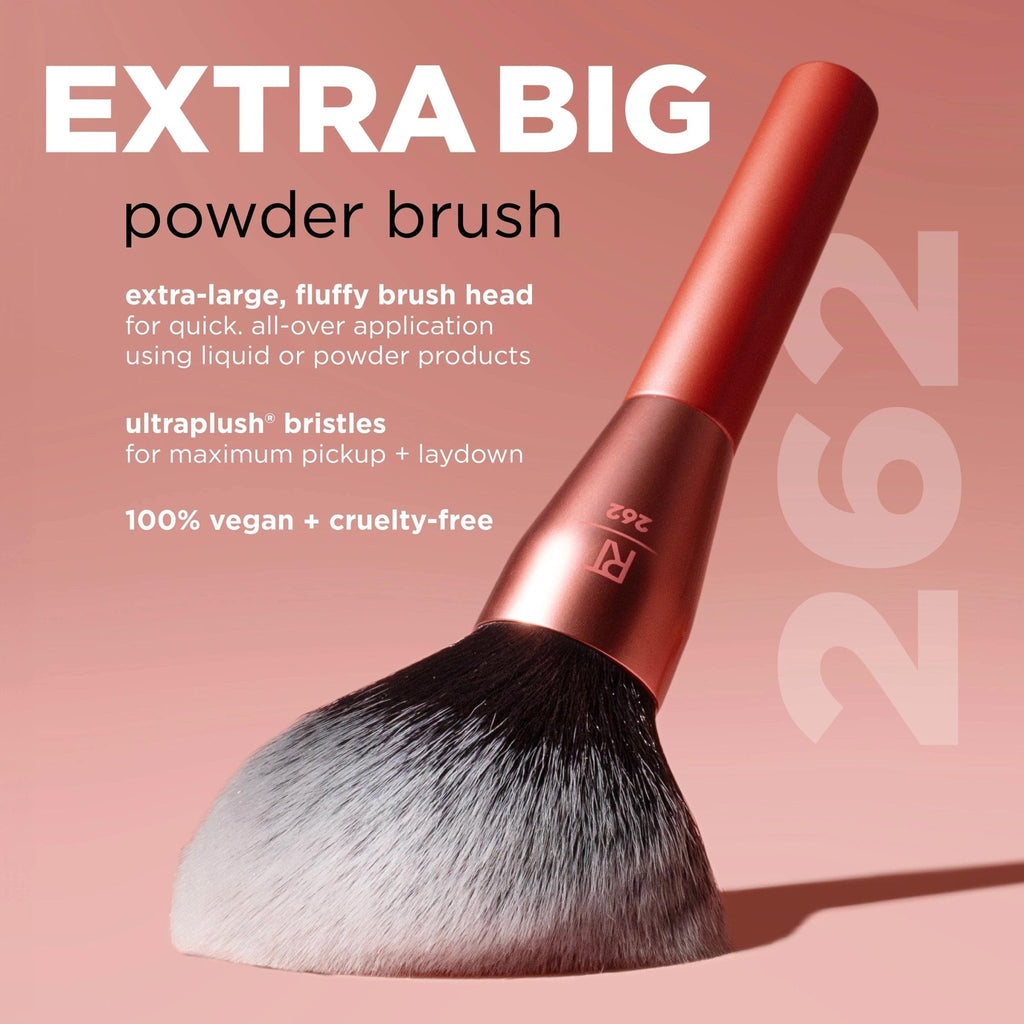 Real Techniques Extra Big Powder Brush, Large Makeup Brush For Powder, Fluffy Head For All-Over Setting, XL Oversized Brush For Quick Application, Cruelty-Free, Synthetic Bristles, 1 Count - TrustMedUSA