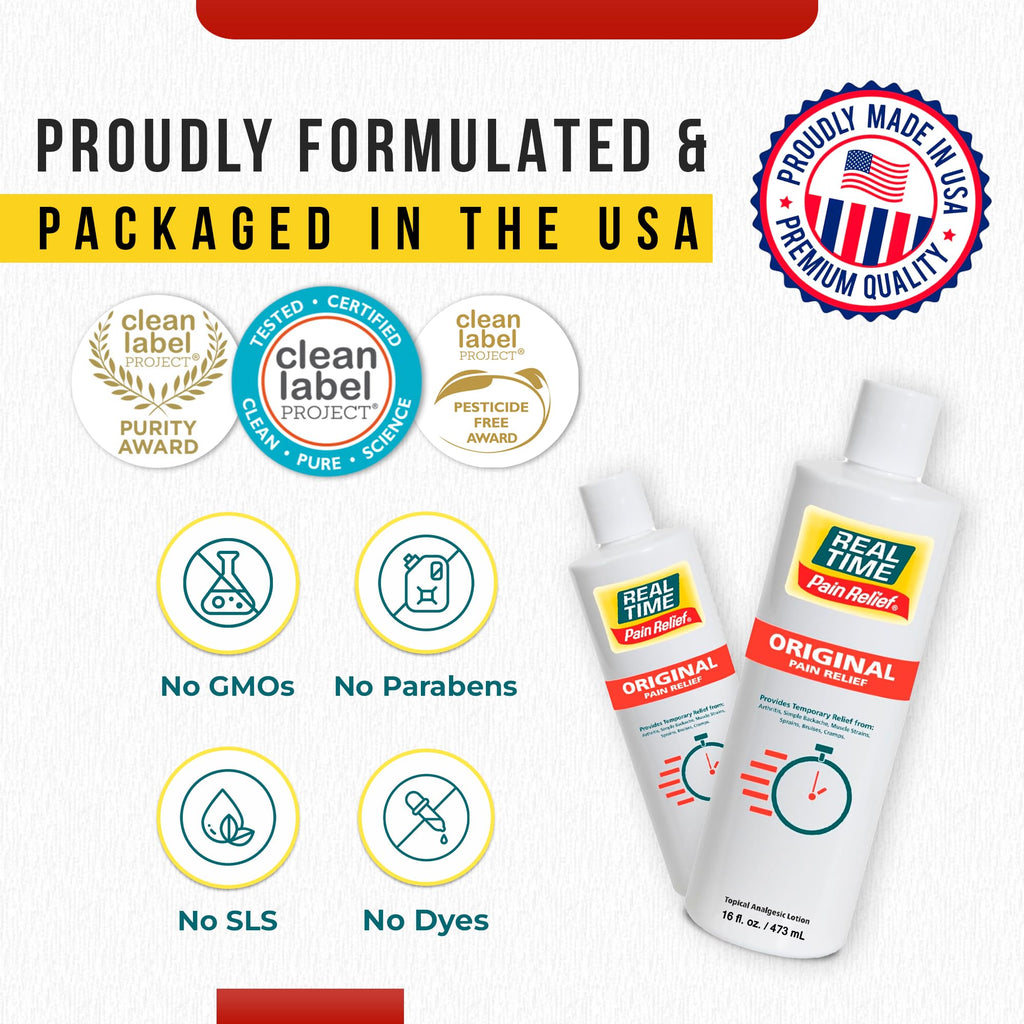 Real Time Pain Relief Cream 16oz Bottle | 17 Natural Ingredients: 1.25% Menthol, Arnica & MSM | Muscle Strain & Joint Discomfort Relief for Arthritis, Cramps, Sprains, Bruises, Hands, Back & Knee Pain - TrustMedUSA