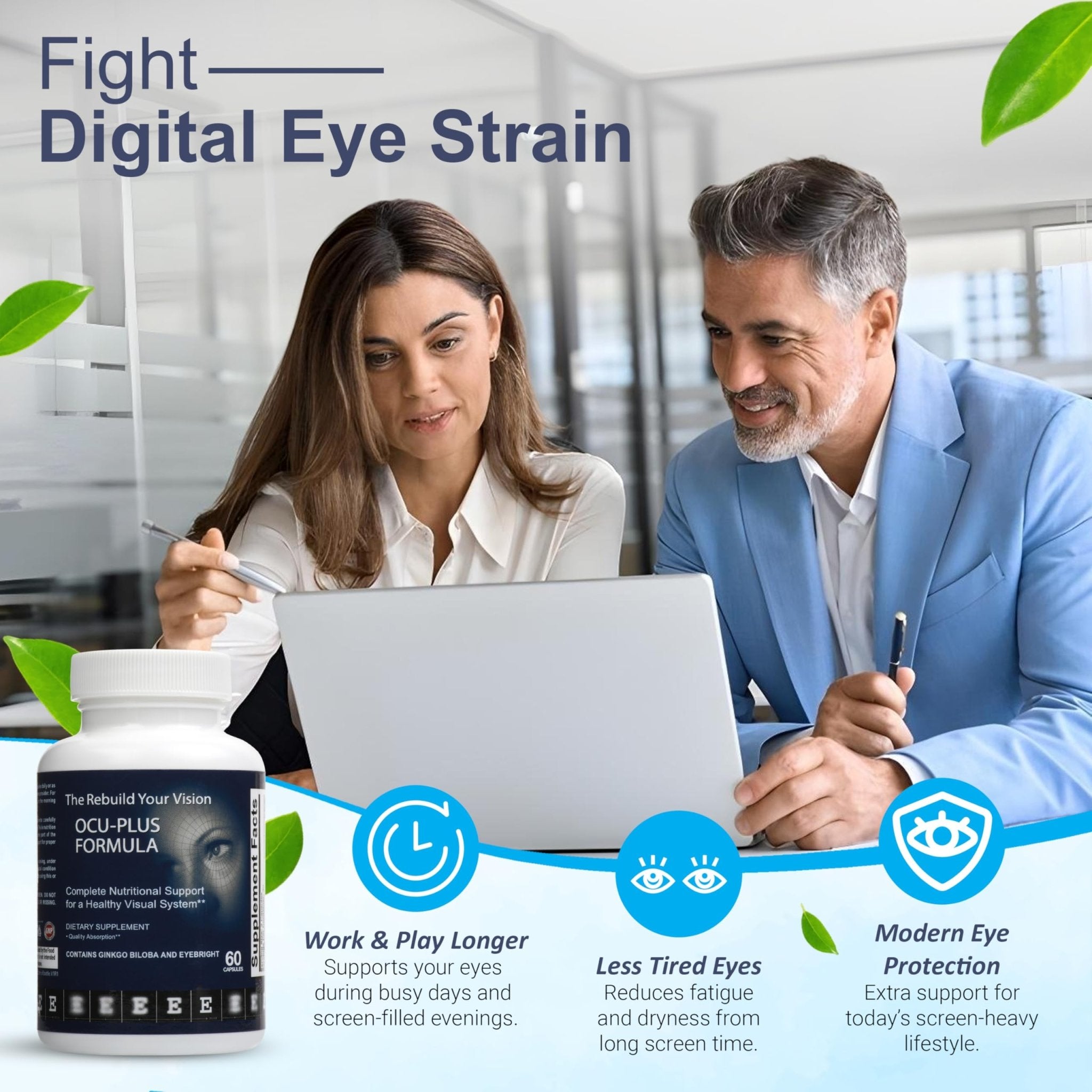 Rebuild Your Vision Ocu-Plus Formula – Eye Health Supplement with Lutein & Zeaxanthin – Supports Visual Clarity, Night Vision & Macular Health – with Bilberry, Ginkgo Biloba & NAC – 60 Capsules - TrustMedUSA