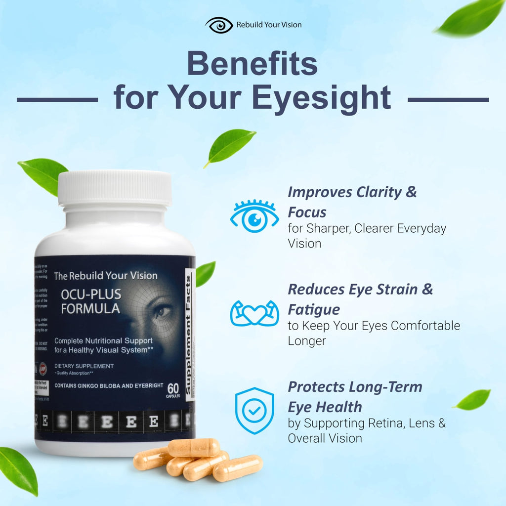 Rebuild Your Vision Ocu-Plus Formula – Eye Health Supplement with Lutein & Zeaxanthin – Supports Visual Clarity, Night Vision & Macular Health – with Bilberry, Ginkgo Biloba & NAC – 60 Capsules - TrustMedUSA