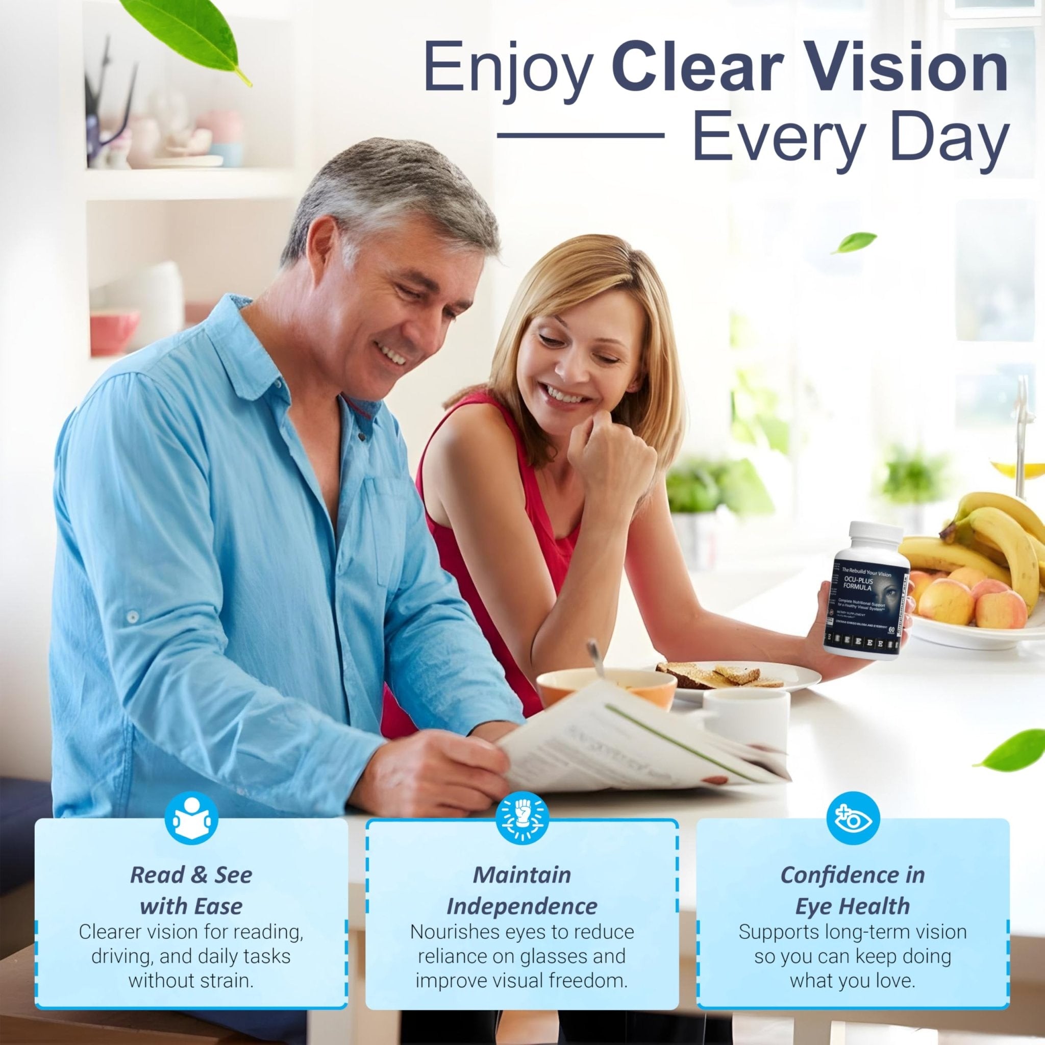 Rebuild Your Vision Ocu-Plus Formula – Eye Health Supplement with Lutein & Zeaxanthin – Supports Visual Clarity, Night Vision & Macular Health – with Bilberry, Ginkgo Biloba & NAC – 60 Capsules - TrustMedUSA
