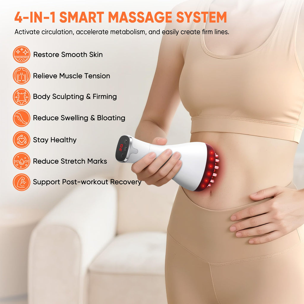 Rechargeable Lymphatic Drainage Massager & Cellulite Massage Tool with 3000mAh,Fascia Blaster for Reduce Stretch Marks for Legs, Arms & Belly,Body Sculpting Machine with Microcurrent for Office Travel - Maple Wellness Supplements