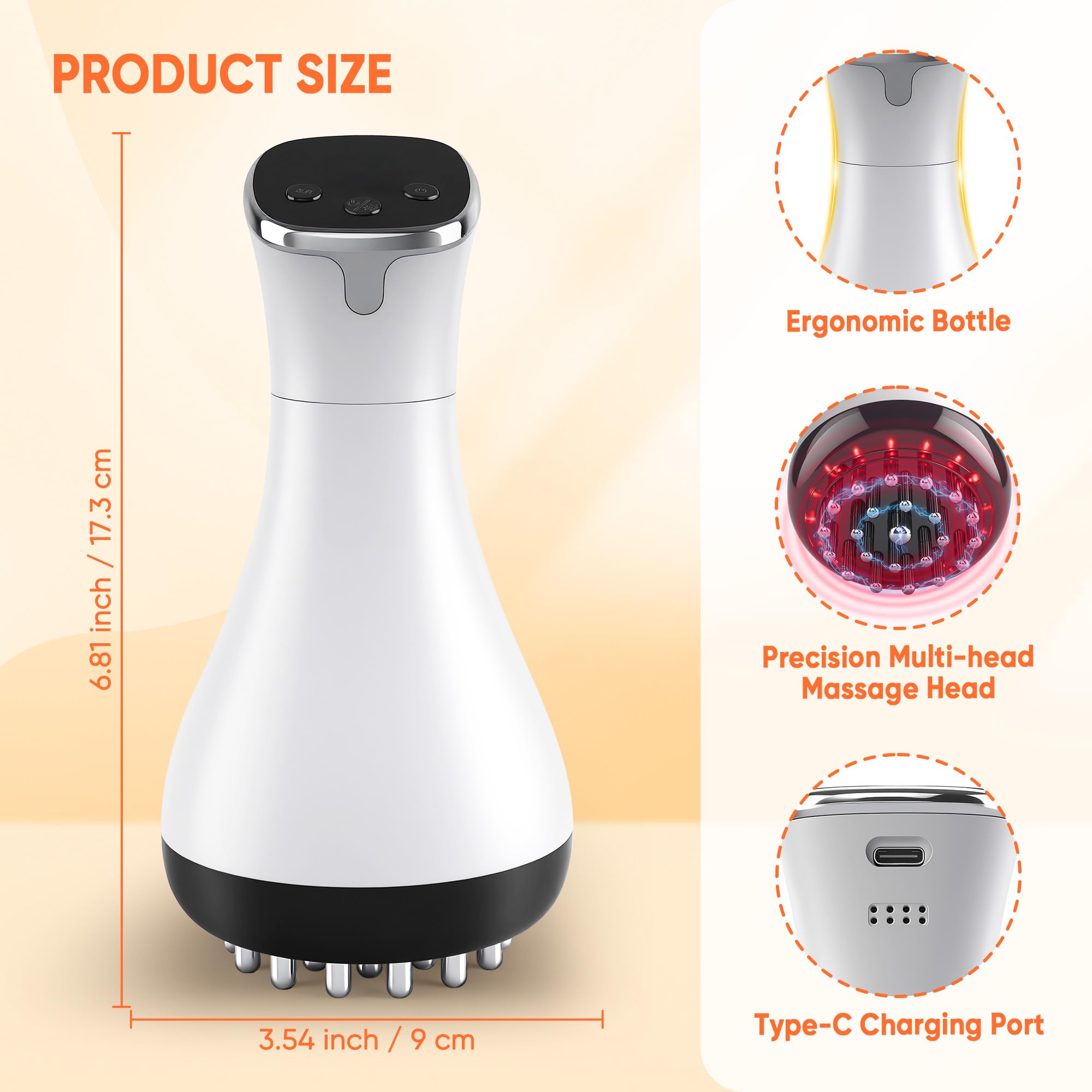 Rechargeable Lymphatic Drainage Massager & Cellulite Massage Tool with 3000mAh,Fascia Blaster for Reduce Stretch Marks for Legs, Arms & Belly,Body Sculpting Machine with Microcurrent for Office Travel - Maple Wellness Supplements