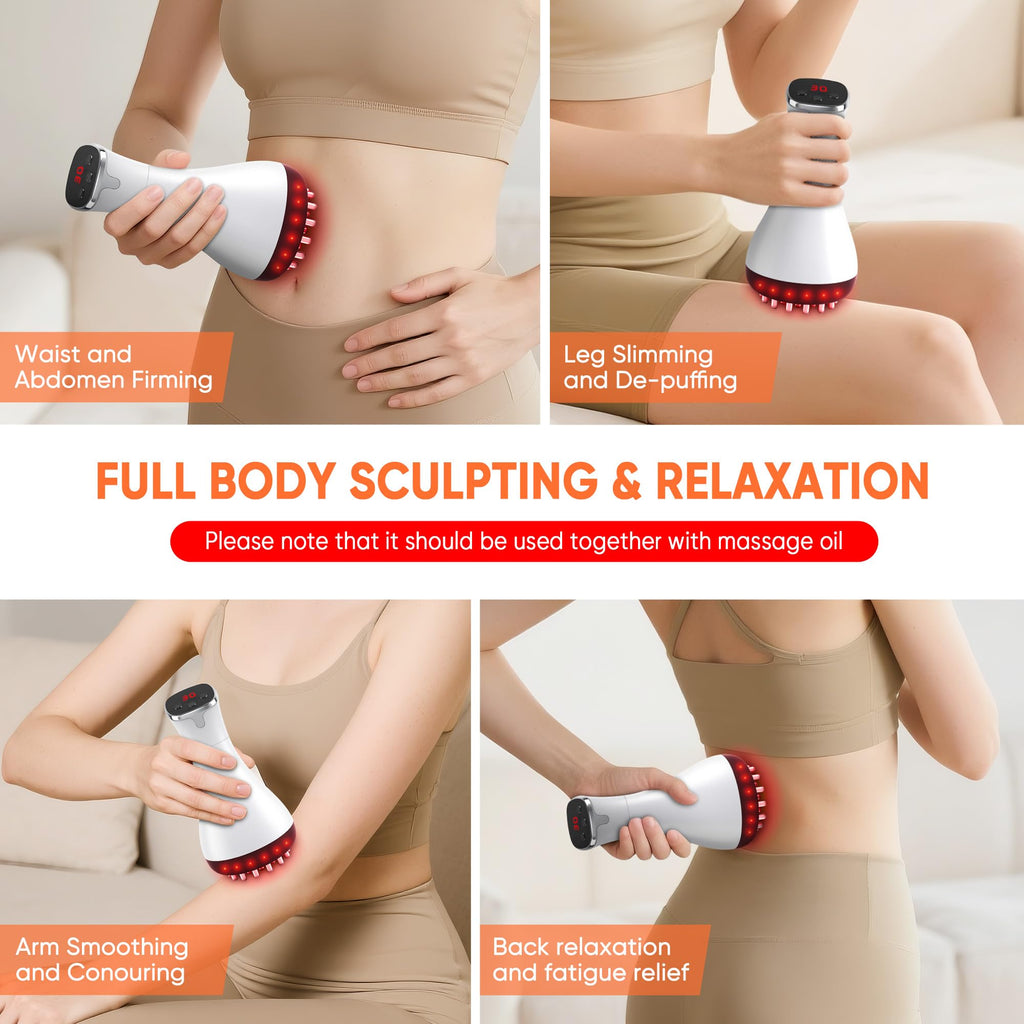 Rechargeable Lymphatic Drainage Massager & Cellulite Massage Tool with 3000mAh,Fascia Blaster for Reduce Stretch Marks for Legs, Arms & Belly,Body Sculpting Machine with Microcurrent for Office Travel - Maple Wellness Supplements