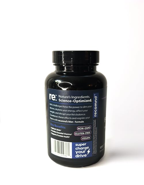 recomnd Nutrition - Man+ Formula, Energy Support, Muscle Support, and Prostate Health Supplements for Men with Vitamin E, Saw Palmetto, Red Korean Ginseng, and More, 120 Capsules - TrustMedUSA