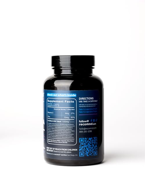 recomnd Nutrition - Man+ Formula, Energy Support, Muscle Support, and Prostate Health Supplements for Men with Vitamin E, Saw Palmetto, Red Korean Ginseng, and More, 120 Capsules - TrustMedUSA