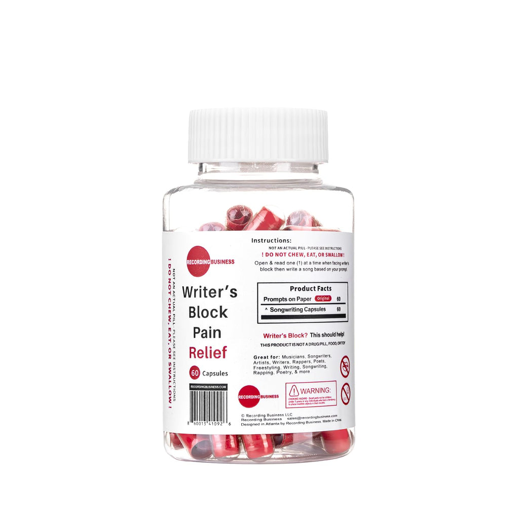 Recording Business Writer's Block Pain Relief (60 Original Songwriting Prompts in Capsules) for Artists/Musicians, Songwriters, & Poets - TrustMedUSA