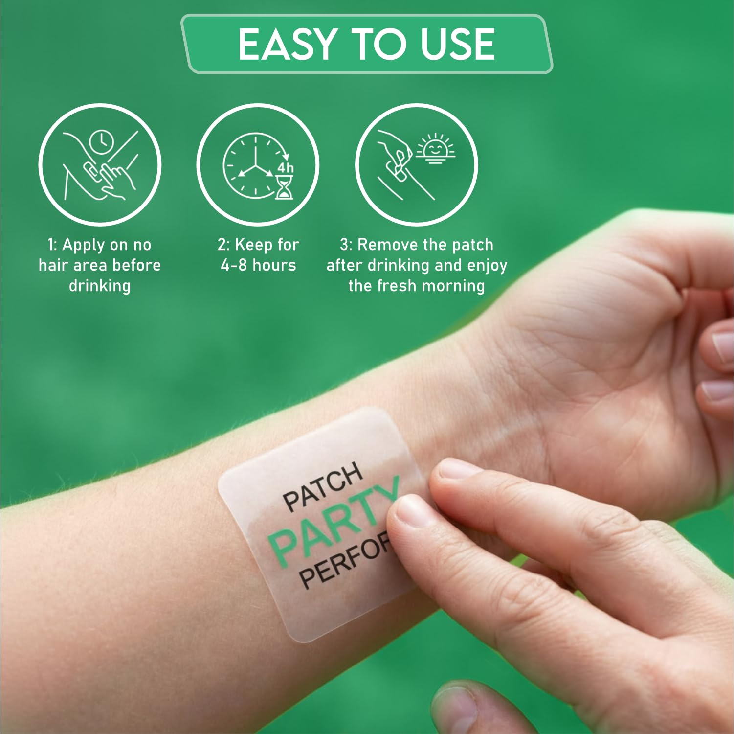 Recovery Patches 24 Pack, 100% Natural Ingredients Party Recovery Patch with Skin-Friendly & Waterproof Design, Strong Adhesive Party Patch for Secure Fit, Enhanced Morning Formula - TrustMedUSA