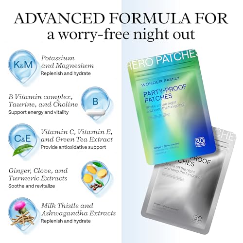 Recovery Patches for Men & Women – Grey Pack Morning Relief After Parties, Drinking & Nights Out – With B-Complex, Vitamins A C D E, Glutathione, Boswellia & Herbal Antioxidants – 30 Patches - TrustMedUSA
