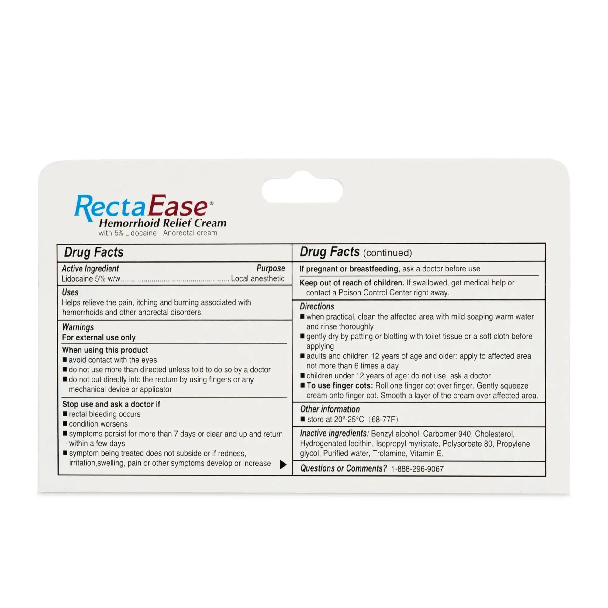 RectaEase (2 Pack) 5% Lidocaine Hemorrhoid Relief Cream 1 oz Tube, Anorectal Cream, Rapid Numbing Relief, Hemorrhoid Treatment from Itch and Burn - TrustMedUSA
