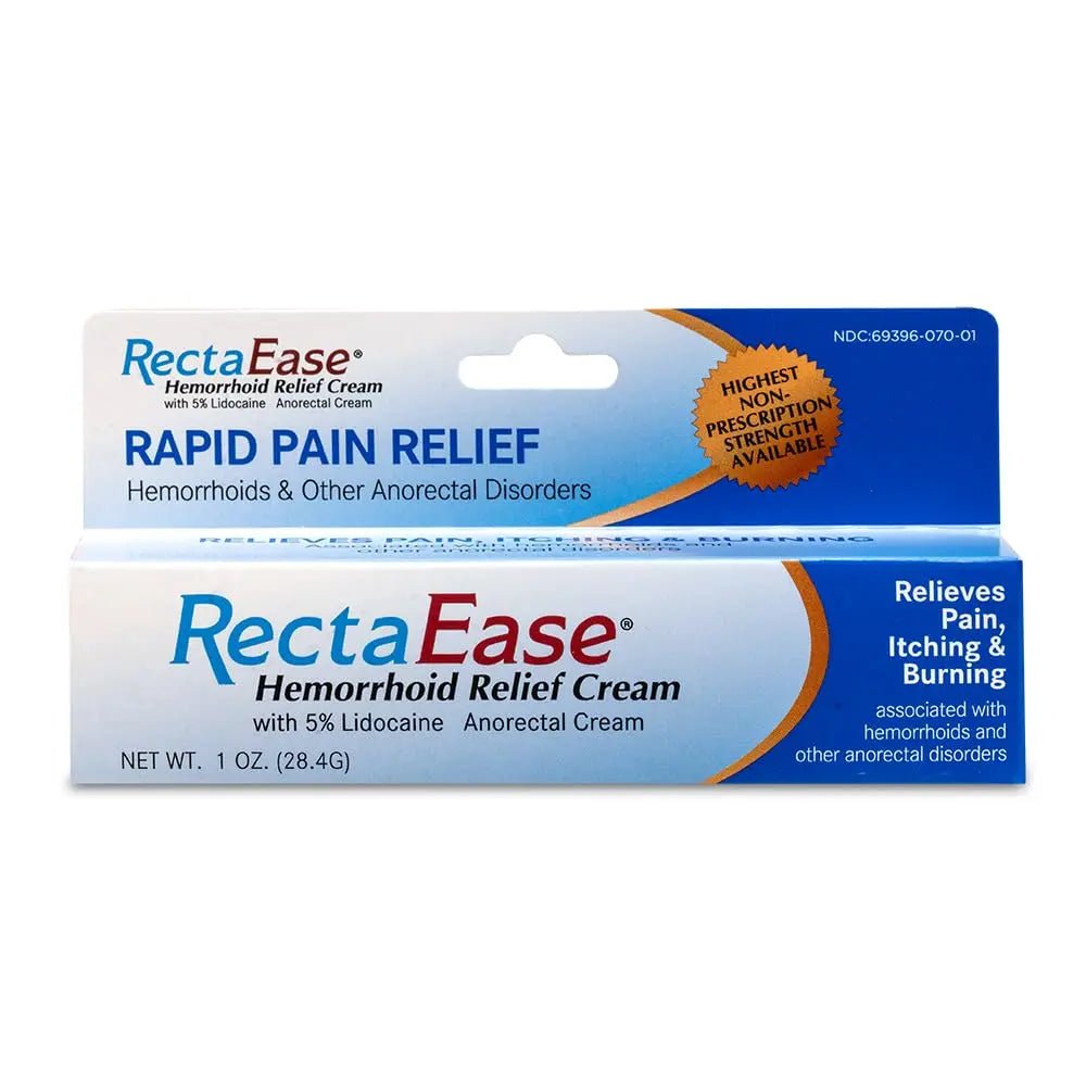 RectaEase (2 Pack) 5% Lidocaine Hemorrhoid Relief Cream 1 oz Tube, Anorectal Cream, Rapid Numbing Relief, Hemorrhoid Treatment from Itch and Burn - TrustMedUSA