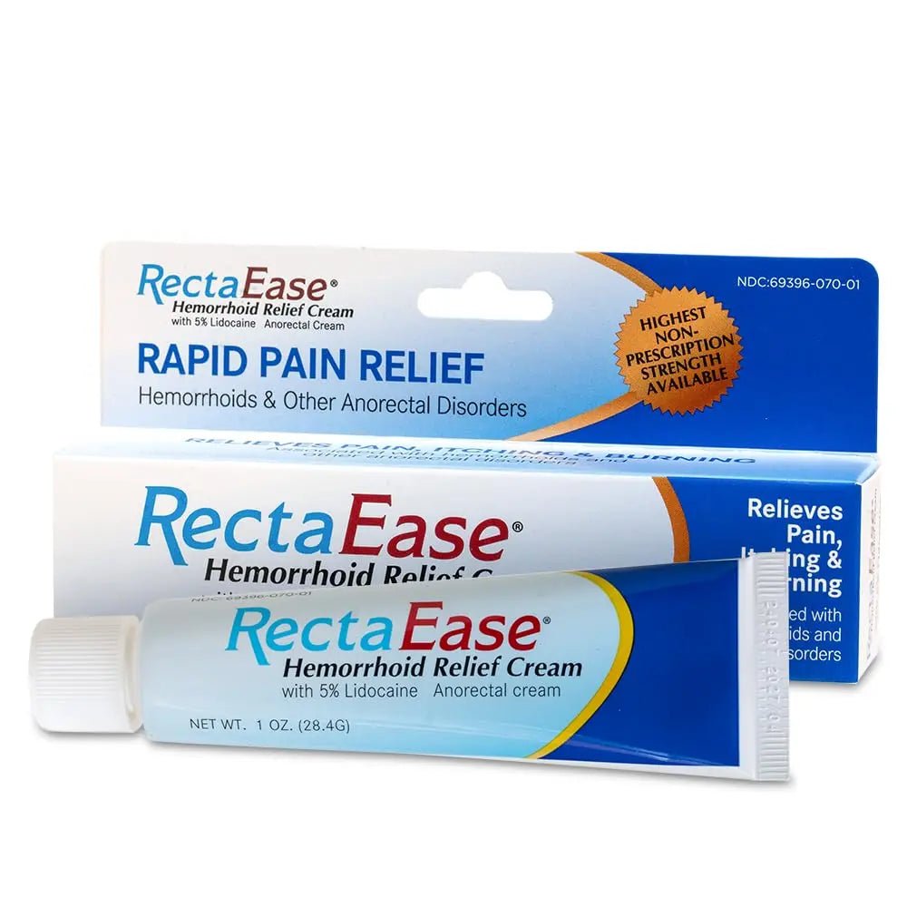 RectaEase 5% Lidocaine Hemorrhoid Topical Relief Cream, Rapid Numbing for Itching & Burning, Extra Strength Anorectal Treatment for Sensitive Areas, Advanced Formula for Fast Soothing Care, 1 oz Tube - TrustMedUSA
