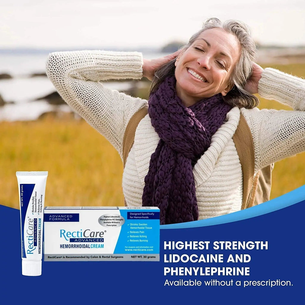 Recticare Advanced Hemorrhoidal Cream: Advanced Treatment to Shrink & Soothe Hemorrhoids - Itch, Pain, Burn Relief - 30g Hemorrhoidal Cream with Lidocaine - TrustMedUSA