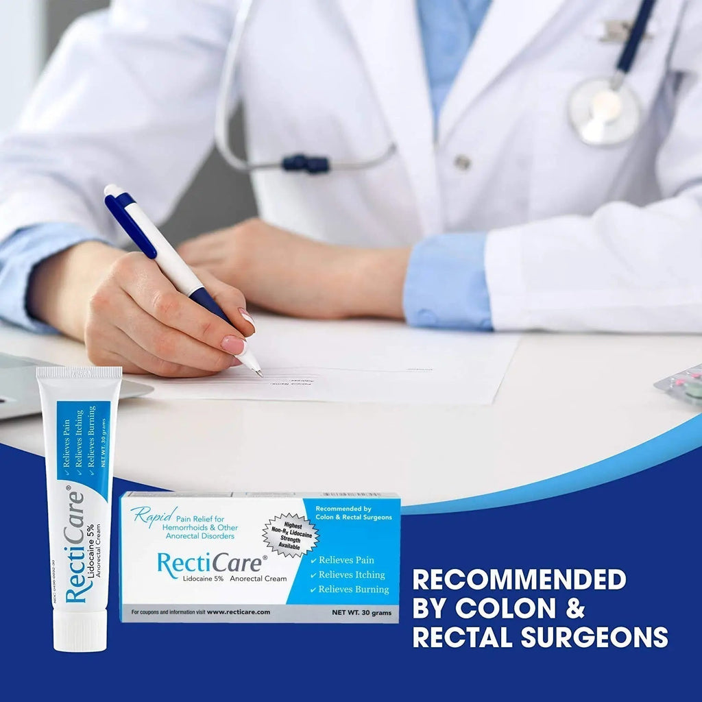 Recticare Anorectal Lidocaine 5% Cream: Topical Numbing Cream for Treatment of Hemorrhoids & Other Anorectal Disorders - 30g Tube - TrustMedUSA