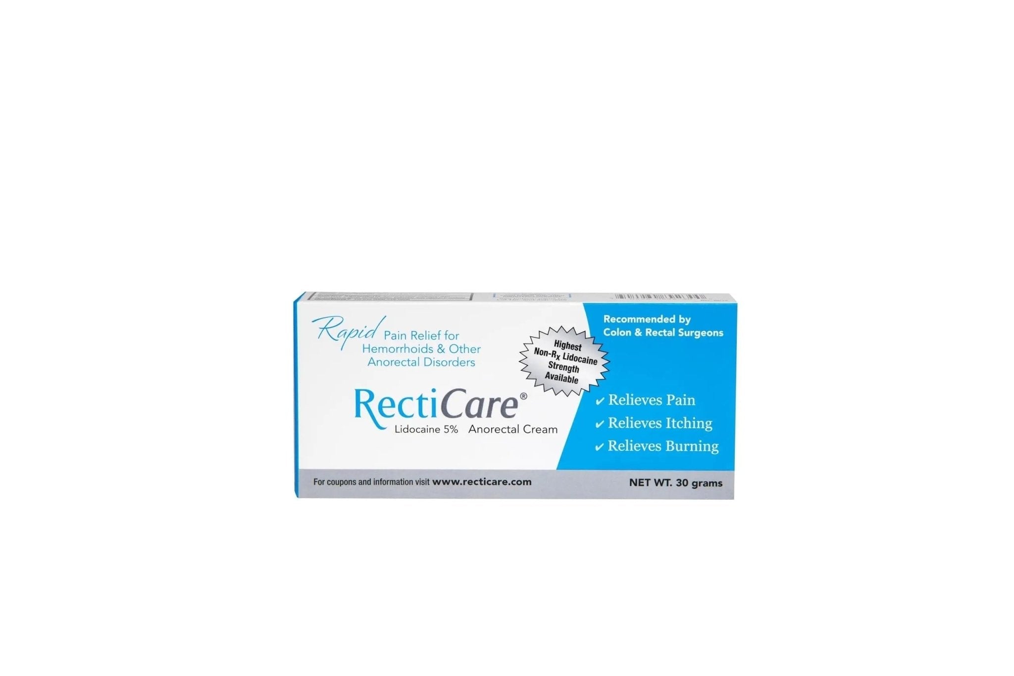Recticare Anorectal Lidocaine 5% Cream: Topical Numbing Cream for Treatment of Hemorrhoids & Other Anorectal Disorders - 30g Tube - TrustMedUSA