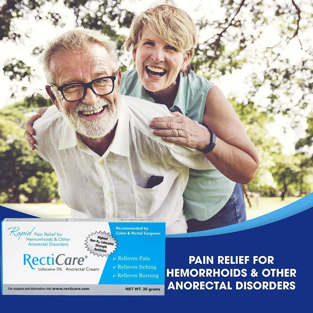 Recticare Anorectal Lidocaine 5% Cream: Topical Numbing Cream for Treatment of Hemorrhoids & Other Anorectal Disorders - 30g Tube - TrustMedUSA