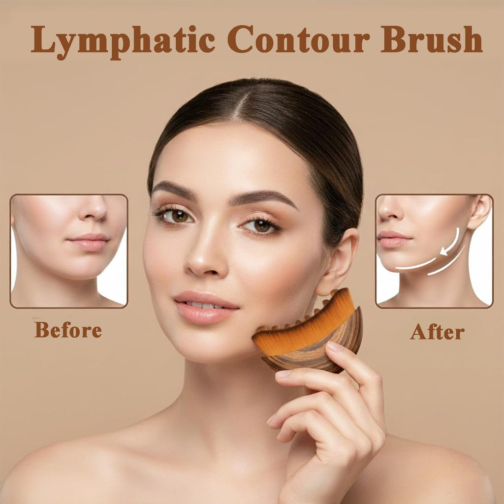 Recuvia Face Brush for Lymphatic Drainage, Gua Sha Brush for Face, Lymphatic Contour Face Brush Eliminate Puffiness, Lifting and Firming, Sculpting, Improves Skin Glow, Fit The Skin Precisely (2pcs) - Maple Wellness Supplements
