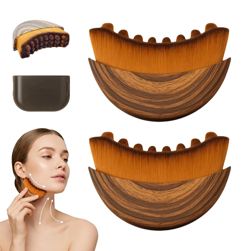 Recuvia Face Brush for Lymphatic Drainage, Gua Sha Brush for Face, Lymphatic Contour Face Brush Eliminate Puffiness, Lifting and Firming, Sculpting, Improves Skin Glow, Fit The Skin Precisely (2pcs) - Maple Wellness Supplements