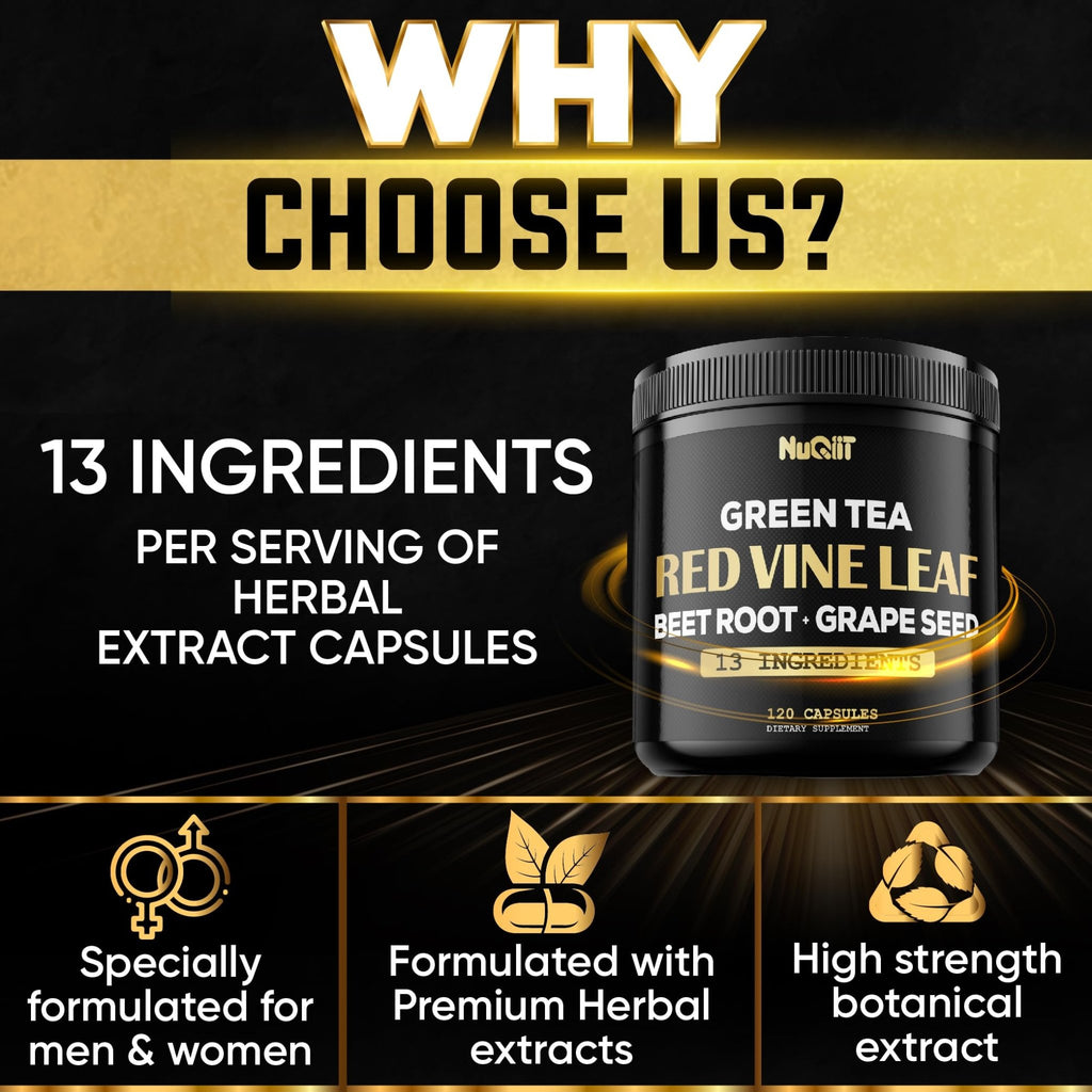 Red Vine Leaf Extract 15000mg Beet Root 3000mg Organic Green Tea 3000mg Supplement & More - Support Heart Health, Strength, Immune System & Body Management - 120 Vegan Capsules for 2-Month Supply - TrustMedUSA